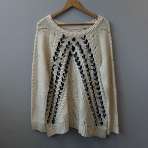 Knitted and Knotted XL Sweater cable knit ribboned